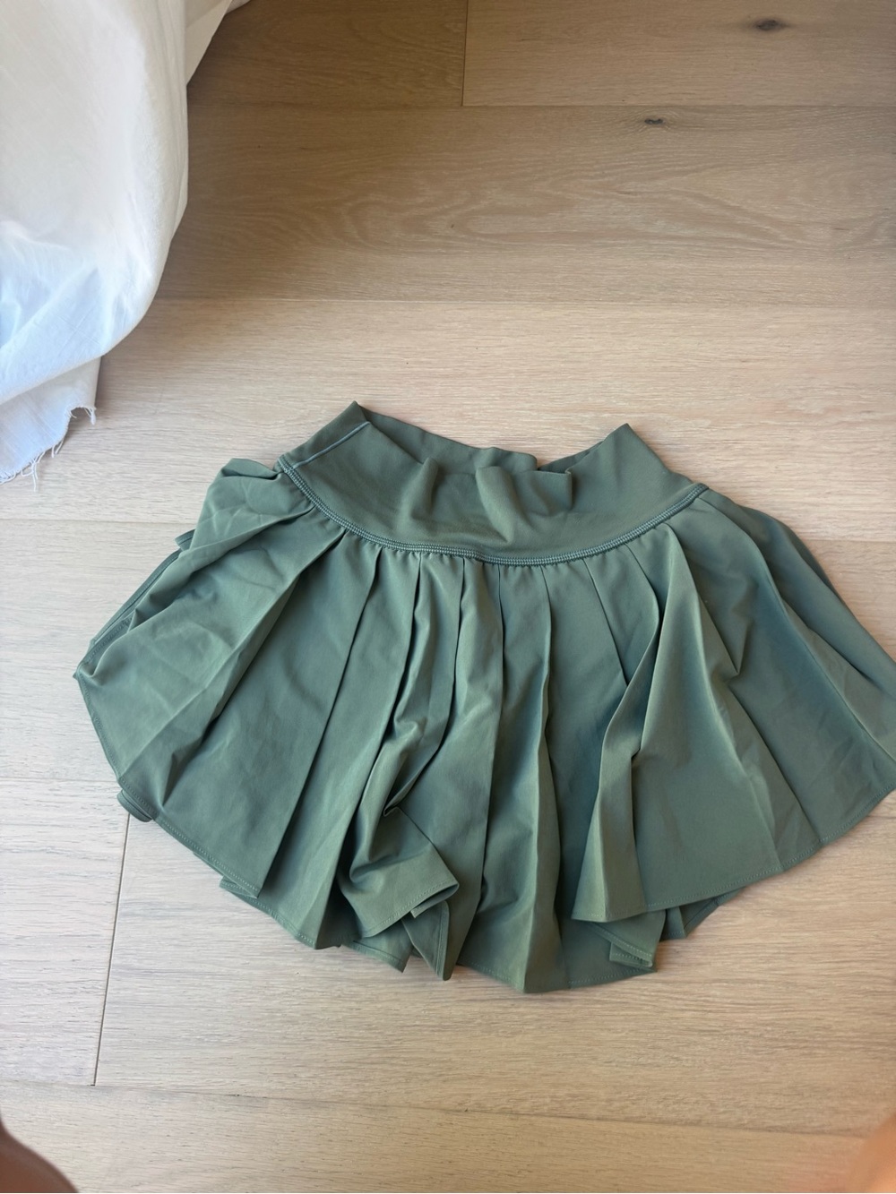 aerie Olive Pleated Circle Skirt
